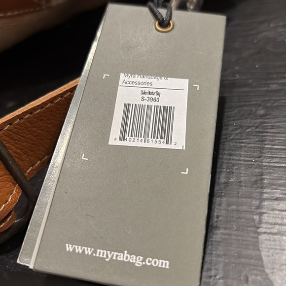 Myra Calen Canvas, Burlap & Leather Market Crossbody Bag w/detachable strap B 17 - Picture 7 of 8